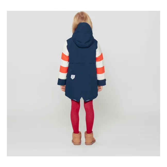 Parka impermeabile Fox a righe | Blu marino