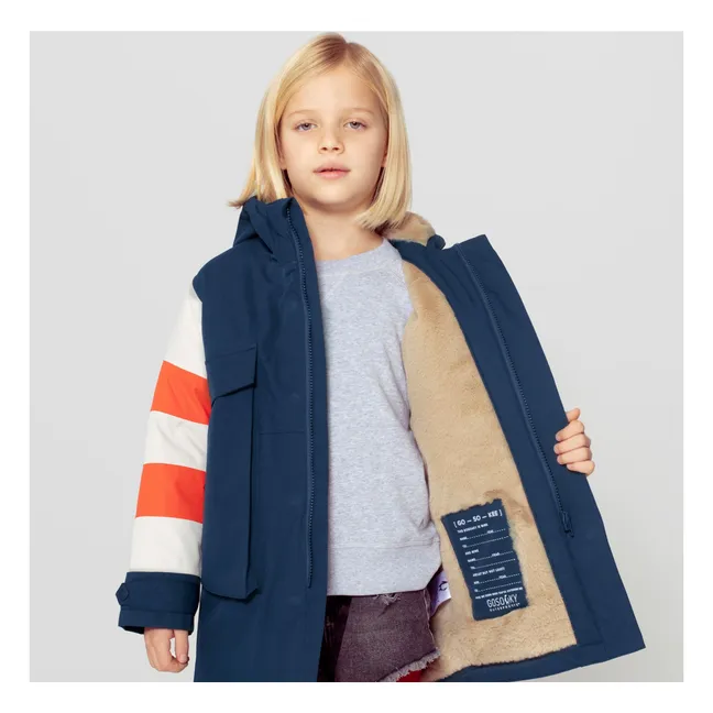 Parka impermeabile Fox a righe | Blu marino