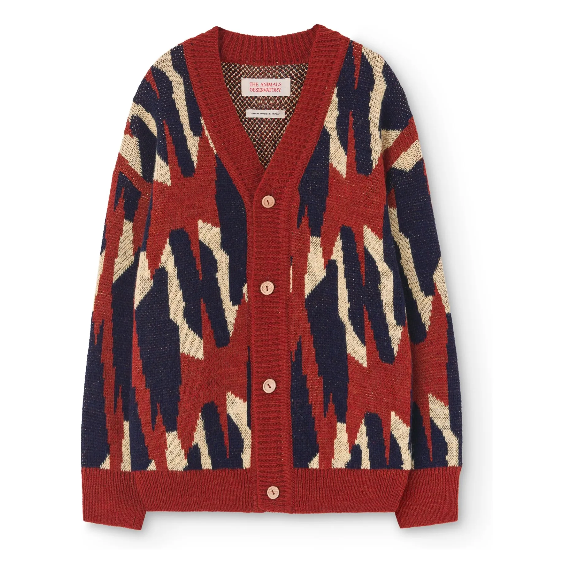 The Animals Observatory Rust Arty Racoon Wool Cardigan