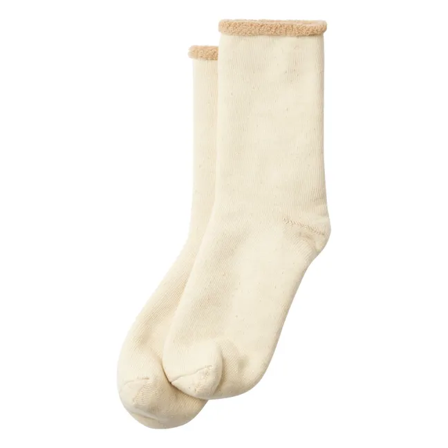 Double Face Cozy Wool Socks | Ivory
