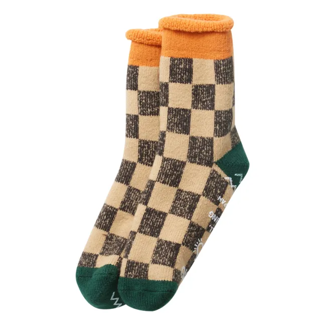 Pile Room "Checkerboard" Wool Socks | Carbon