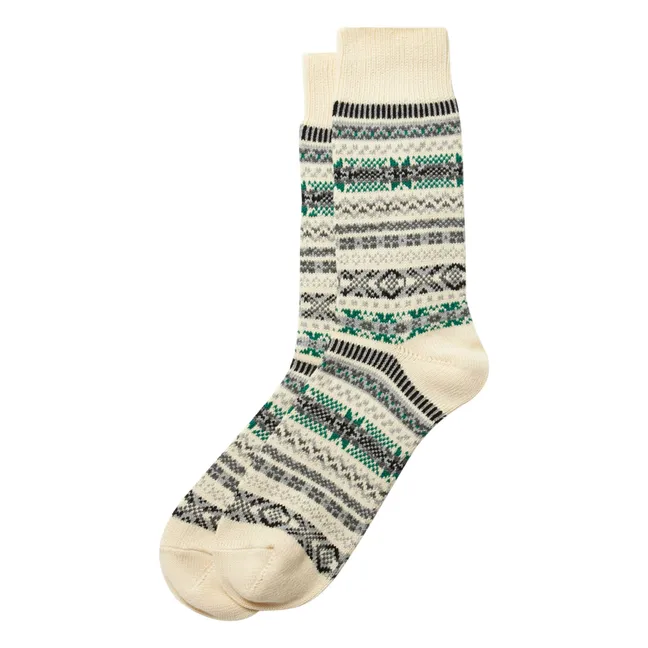 Fairisle" Jacquard socks | Ivory