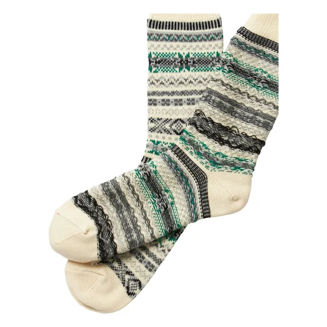 Fairisle" Jacquard socks | Ivory