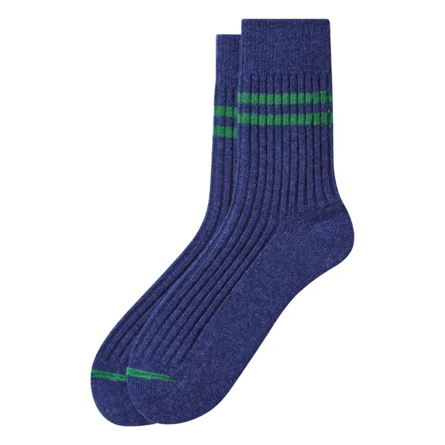 Stripes Wool Socks | Navy blue