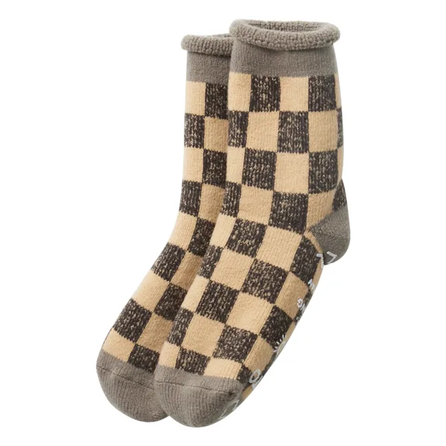Pile Room "Checkerboard" Wool Socks | Grey