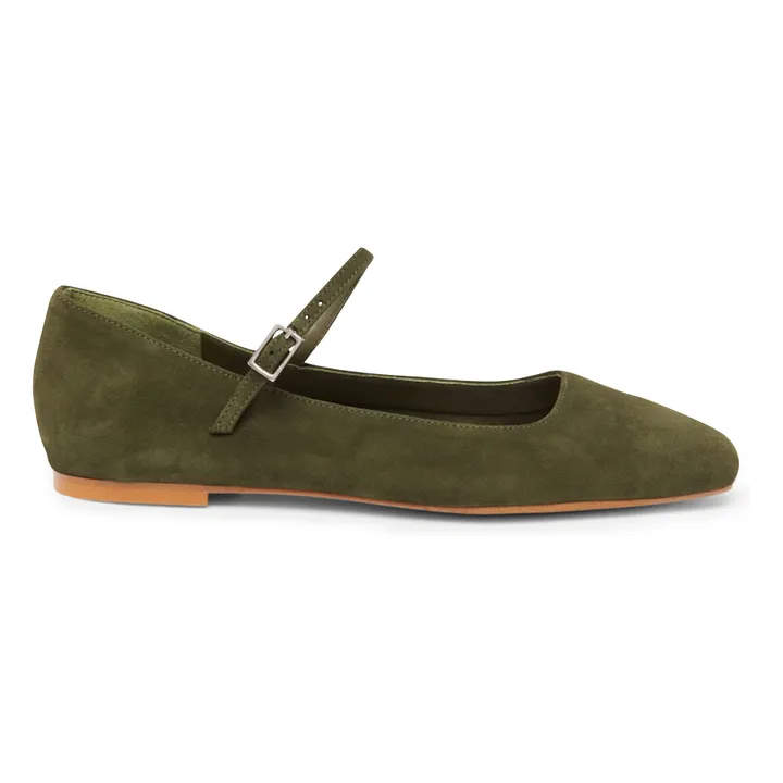 Bailarinas Julieta de ante | Verde Kaki- Imagen del producto n°0