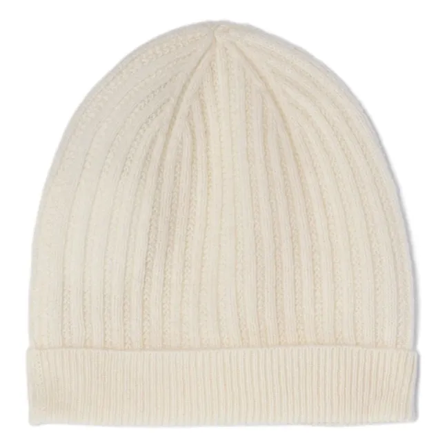 Cashmere ribbed hat | Ecru