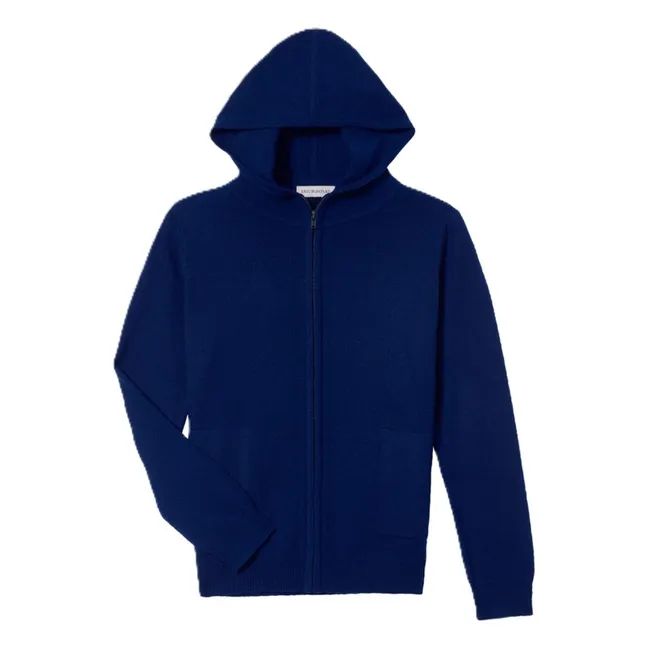 Cashmere Hooded Sweater | Navy blue