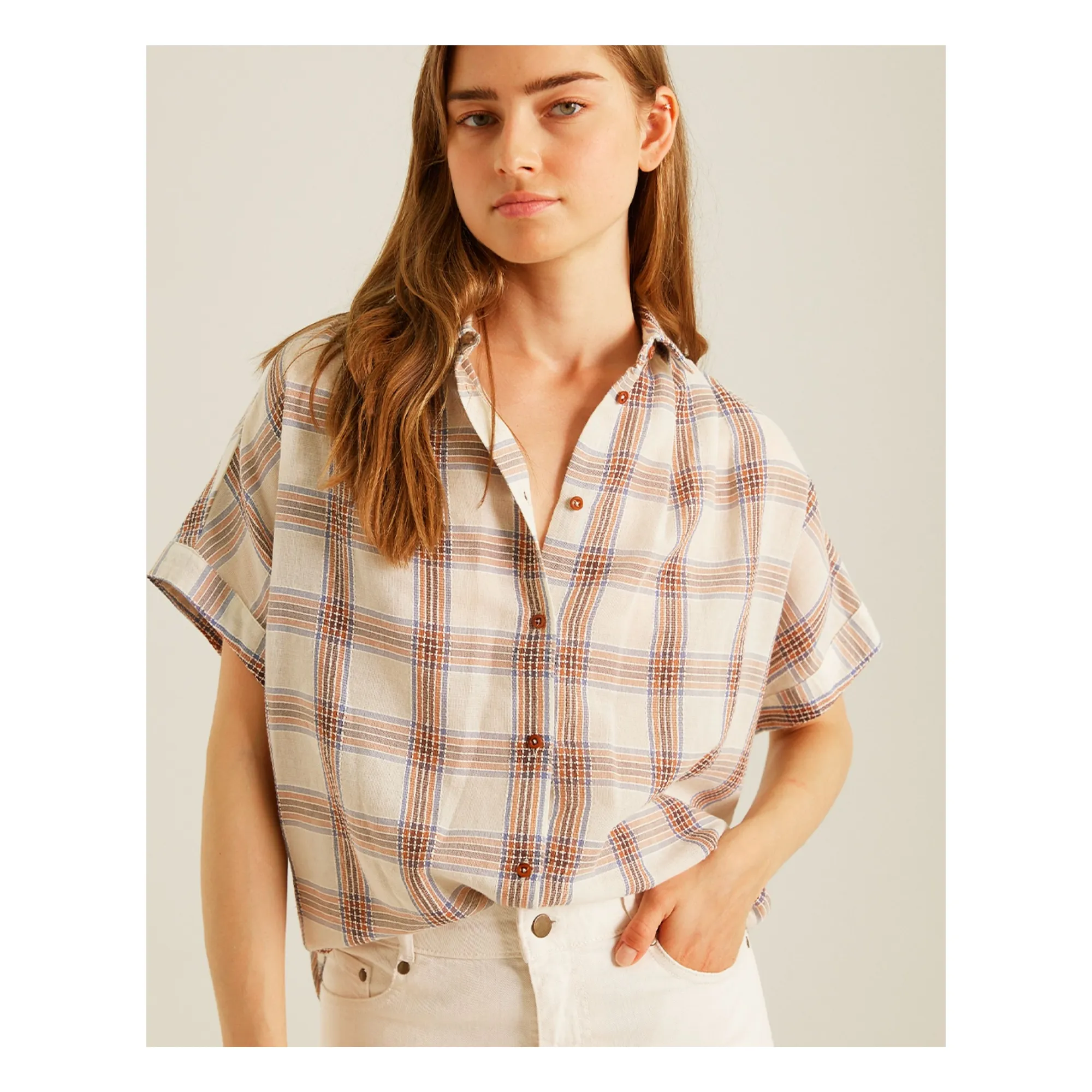 Sacrécoeur Beige Louisa Brando Carreaux Shirt