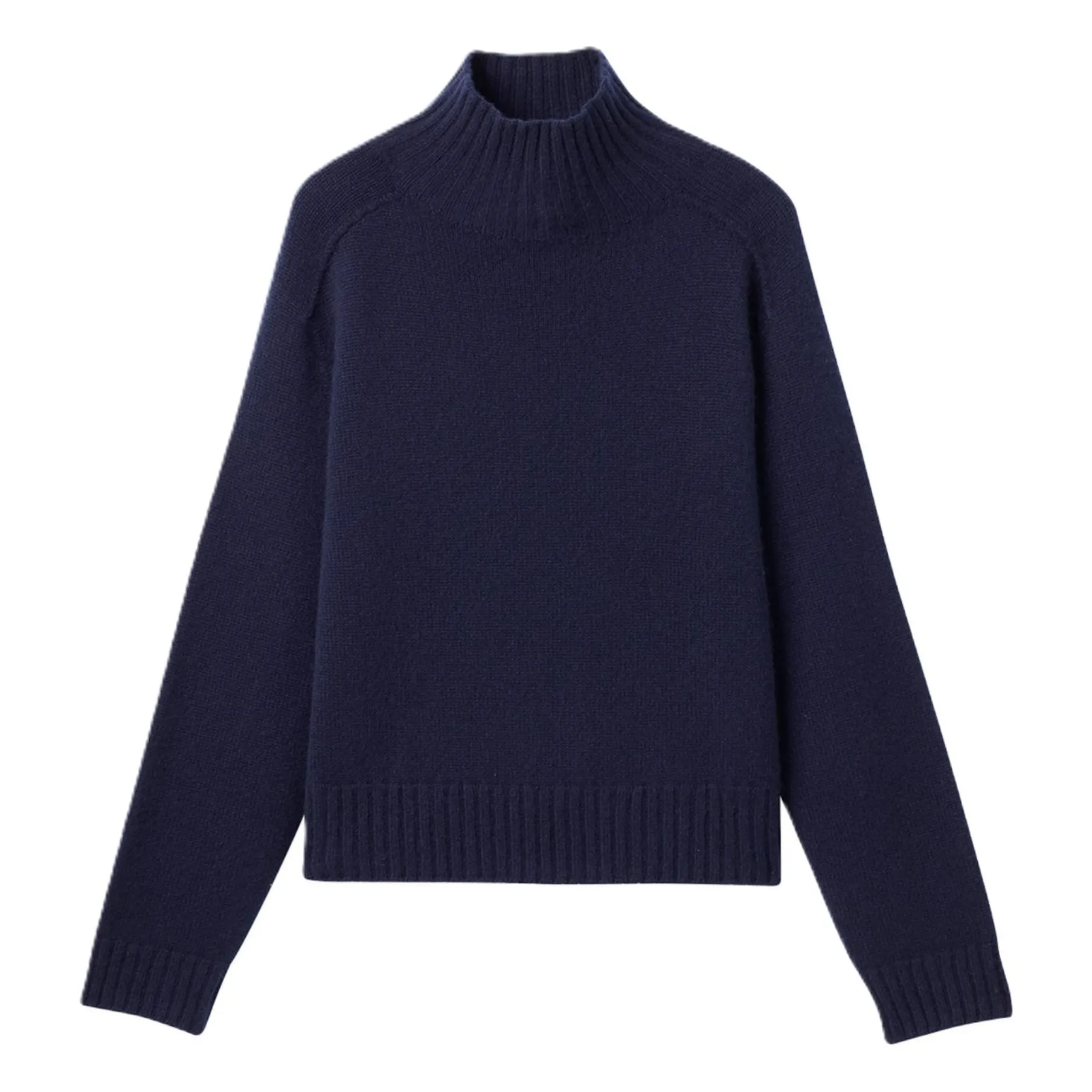 Bompard Navy Blue Hammer Neck Sweater Cashmere