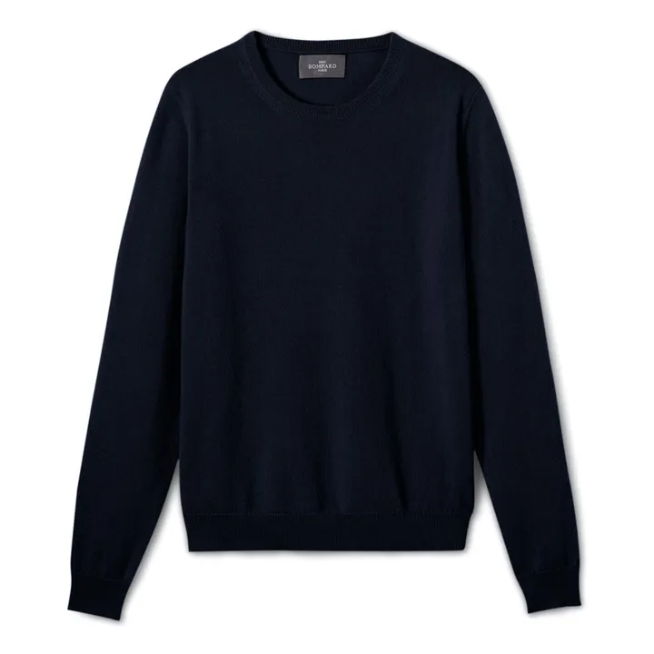 Classic Cashmere Round Neck Sweater | Navy blue- Product image n°0