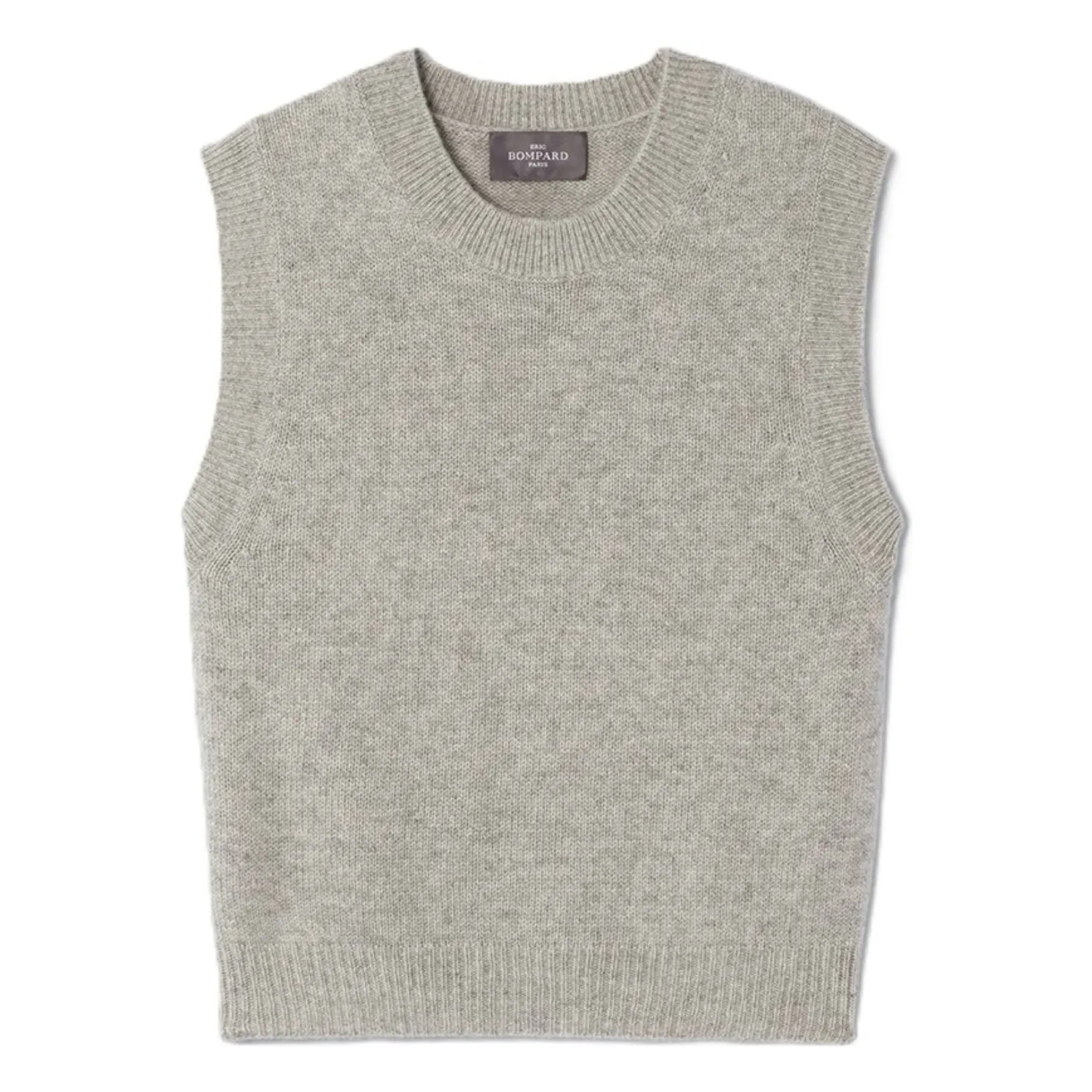 Bompard Women's Silver Grey Cashmere Sleeveless Round Neck Sweater