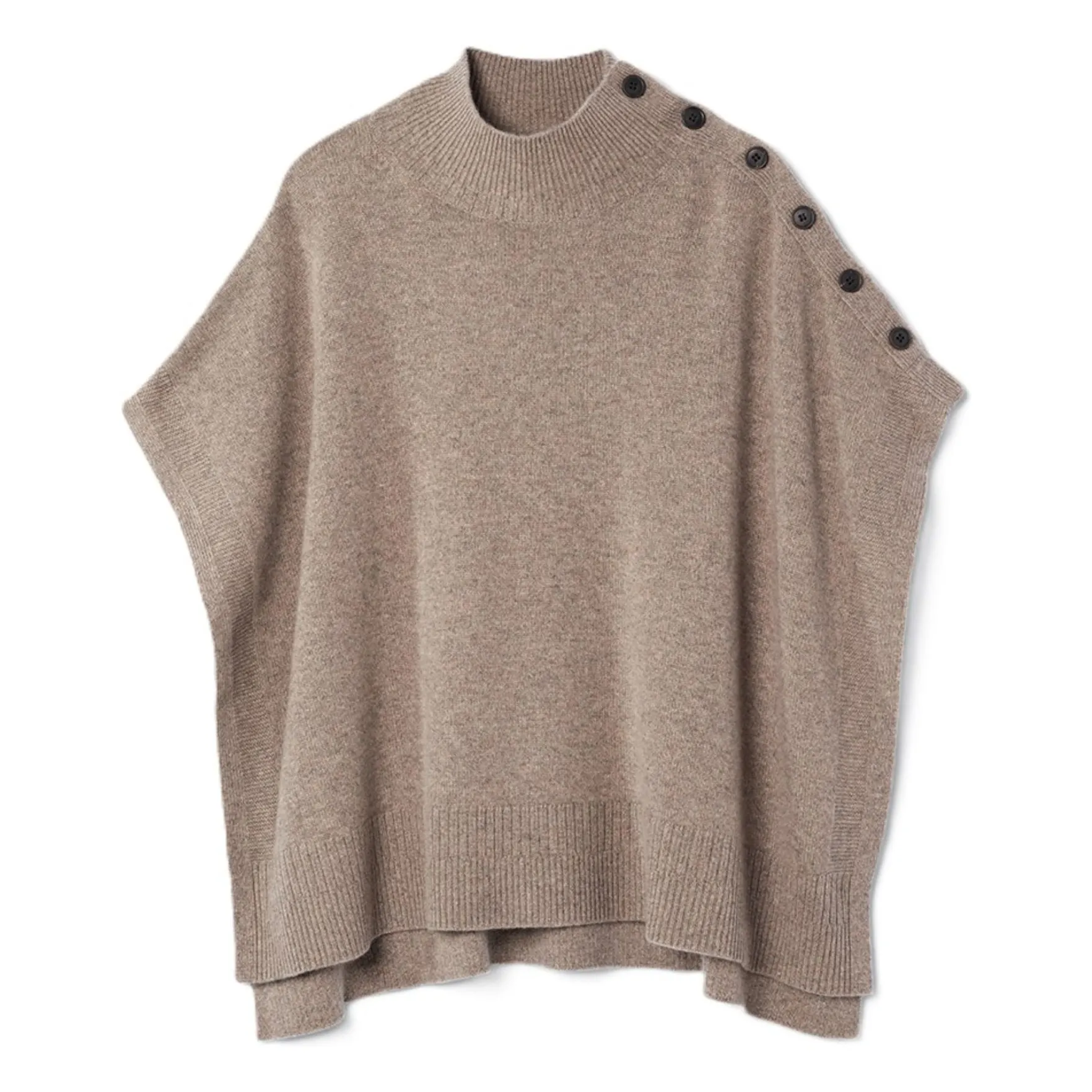 Bompard Women's Beige Cashmere Buttoned Poncho