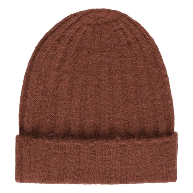 Ribbed Knit Cap | Brick red