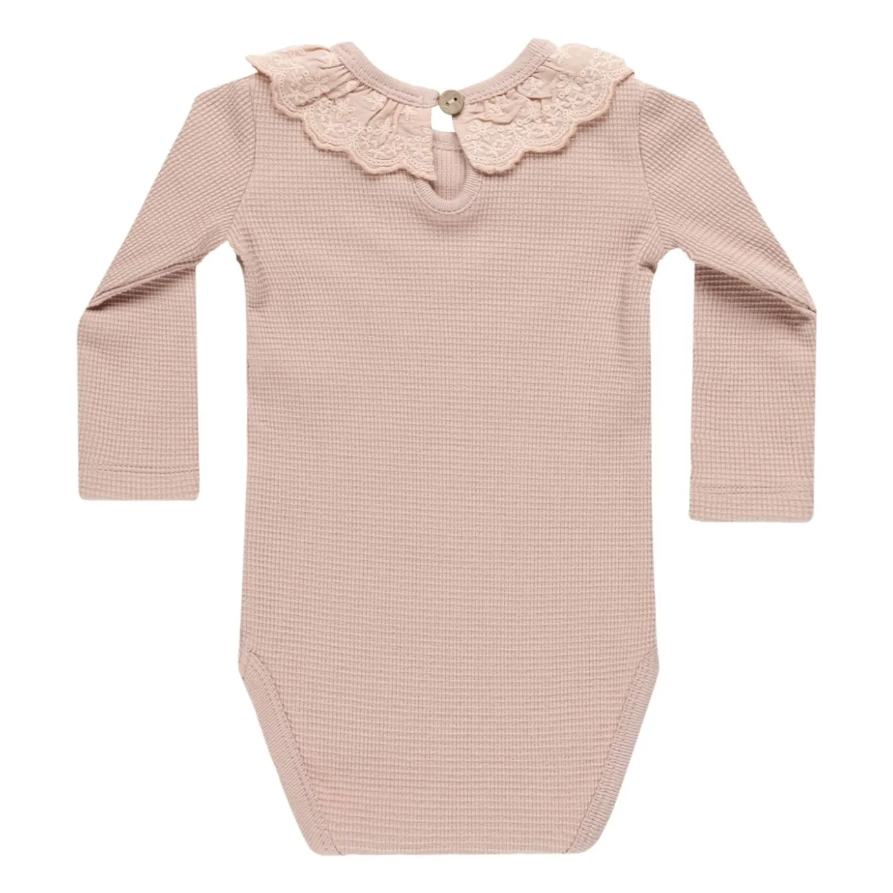 Quincy Mae Pink Waffle Body With Ruffled Collar