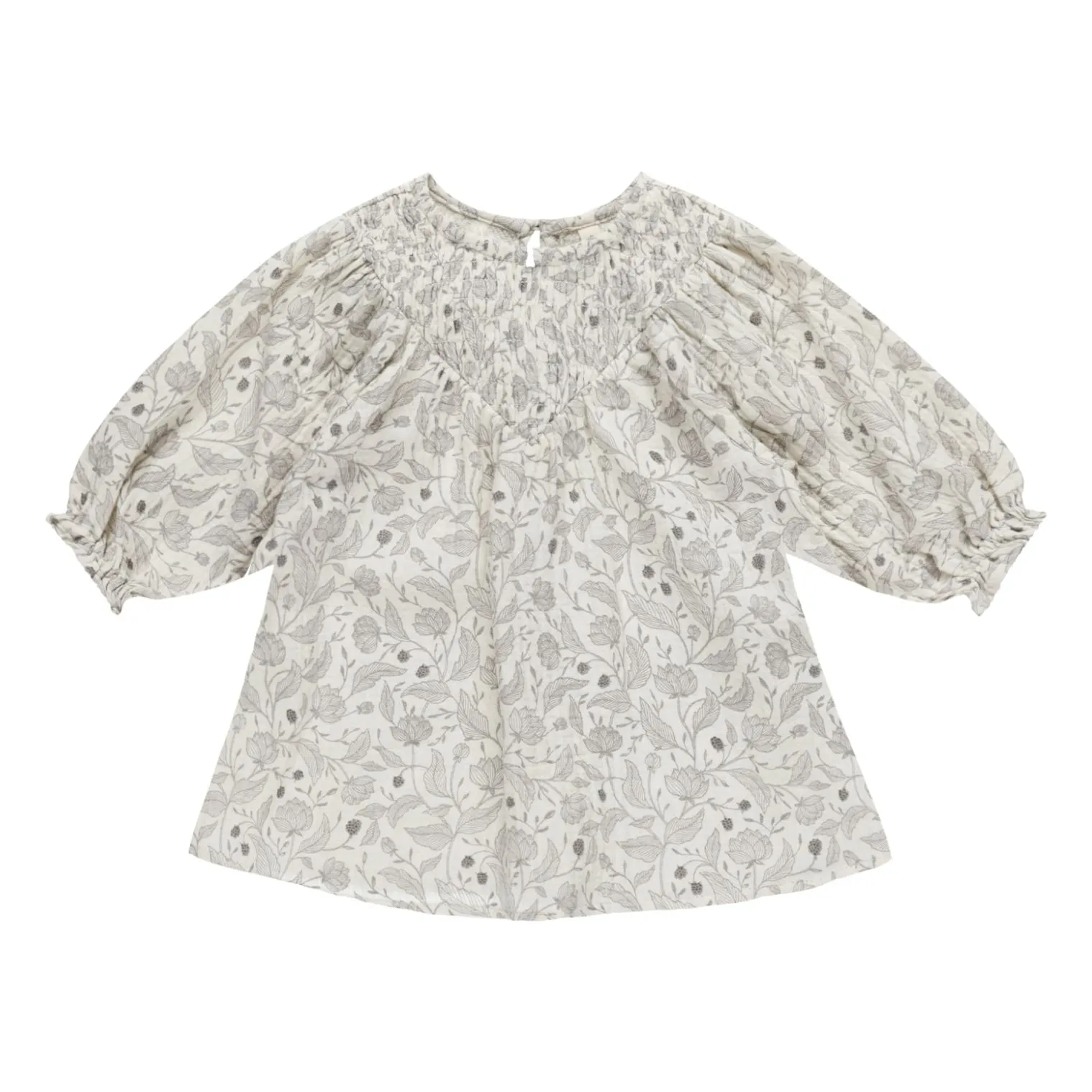 Quincy Mae Ivory Cotton Gauze Smocked Flower Dress