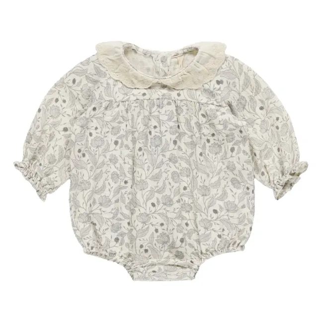 Floral cotton gauze romper | Ivory