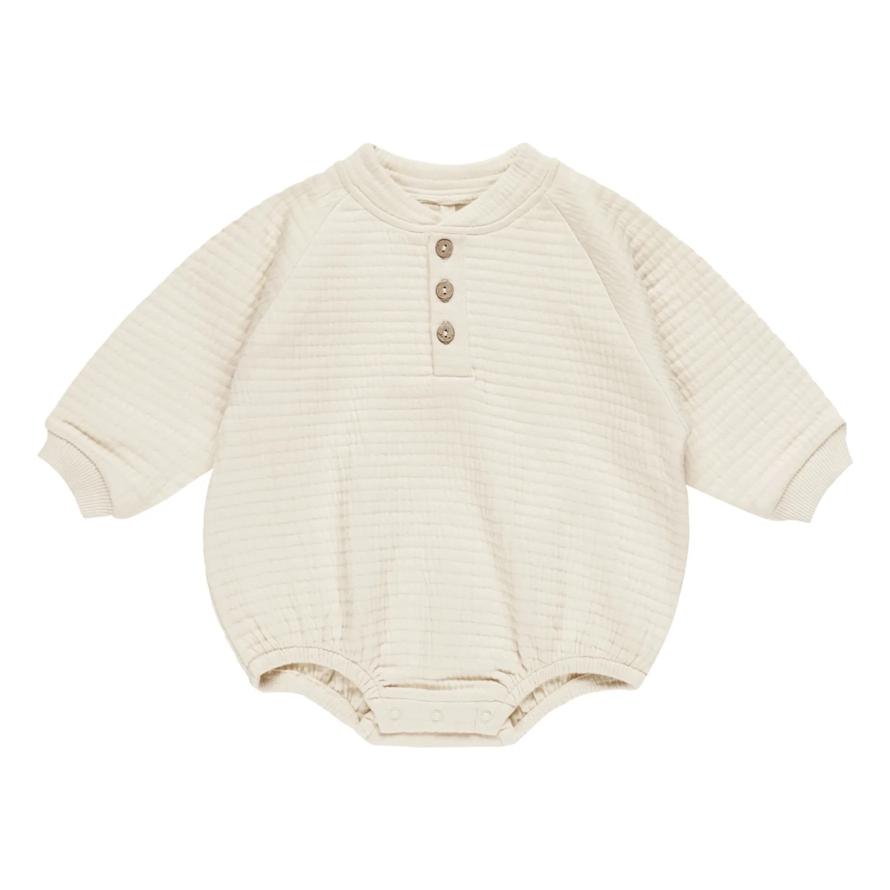 Quincy Mae Ecru Henley Quilted Romper