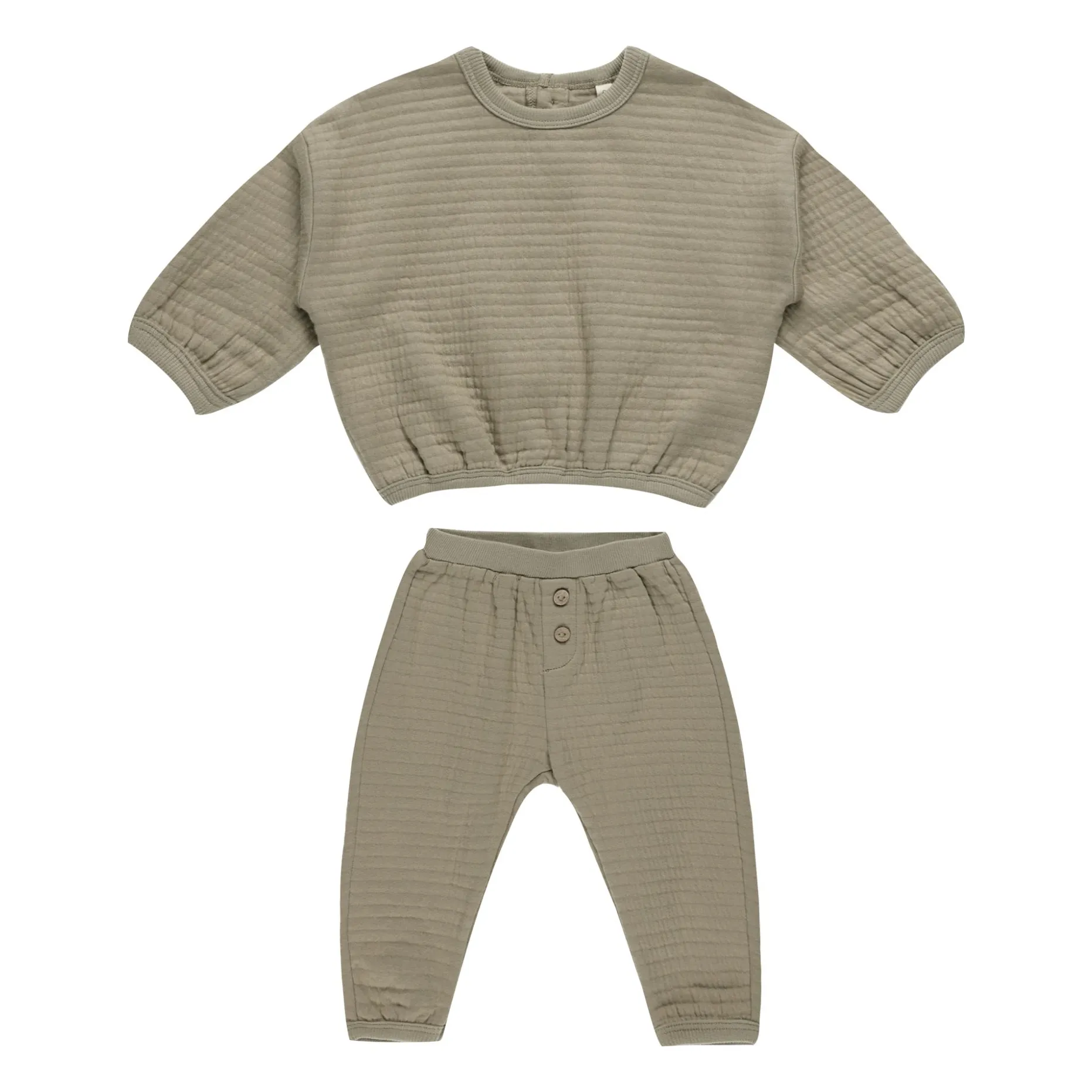 Quincy Mae Olive Green Quilted Sweatshirt And Pants