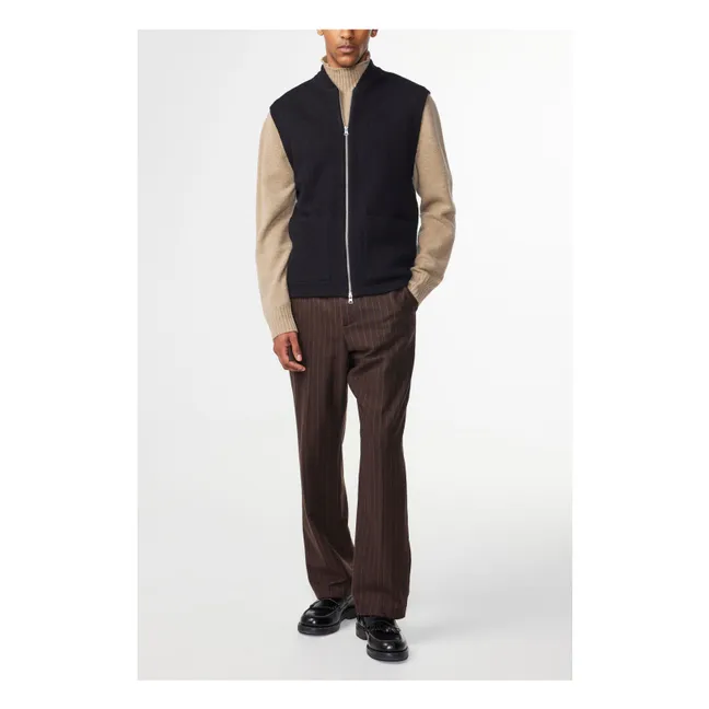 Ärmellose Jacke Boiled 6398 Merinowolle | Schwarz