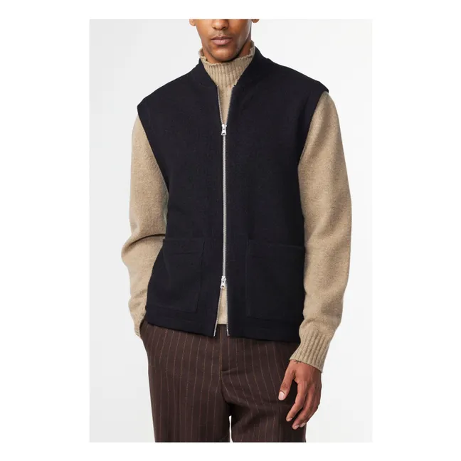 Ärmellose Jacke Boiled 6398 Merinowolle | Schwarz