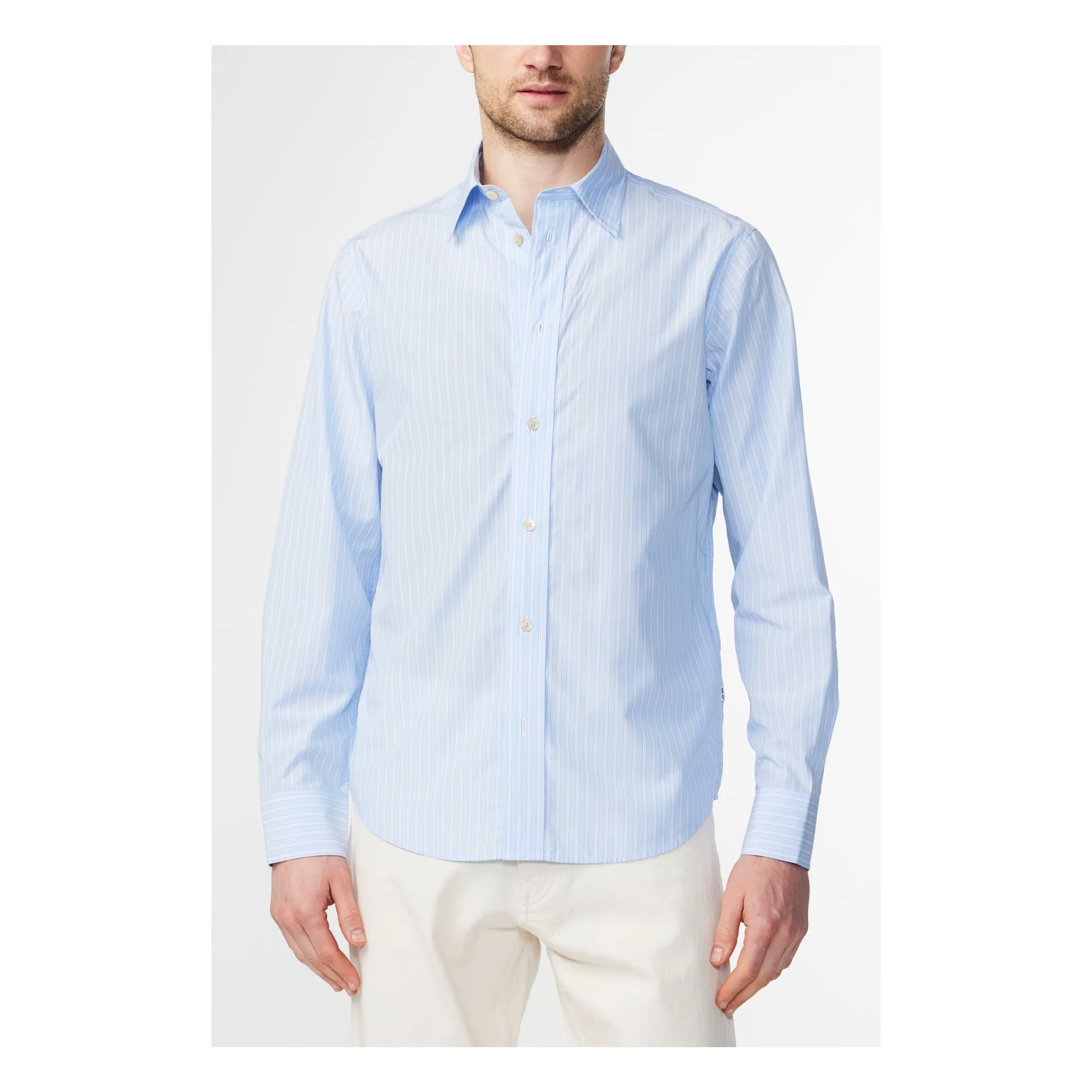 Nn.07 Ecru Colby Striped Shirt 5329 Pima Cotton