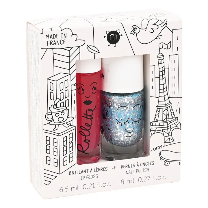Nailmatic Kids Magique lip gloss and varnish duo Silver Smallable