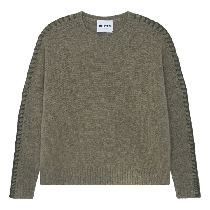 Pull Amea Cachemire | Vert kaki chiné- Image produit n°0