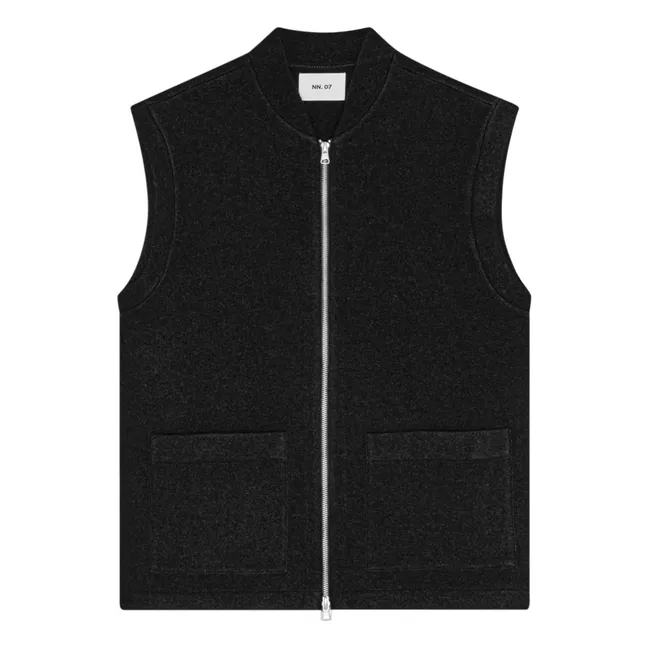 Ärmellose Jacke Boiled 6398 Merinowolle | Schwarz