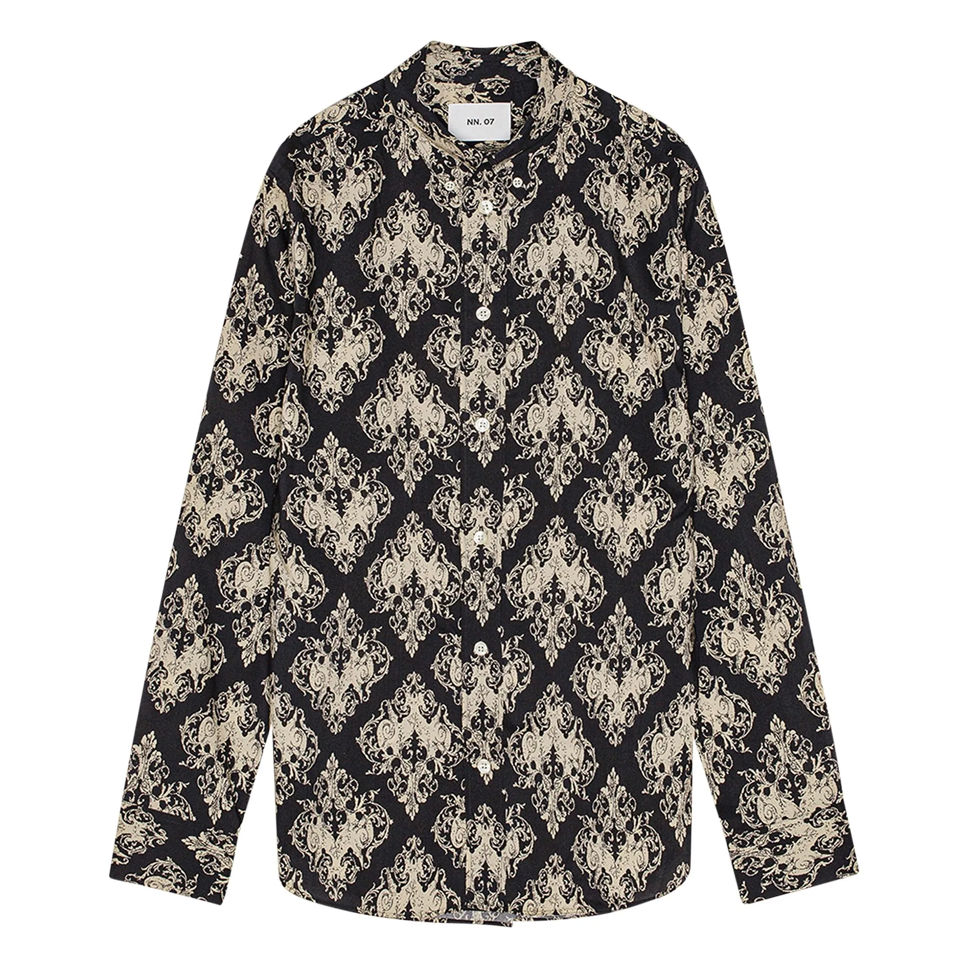 Nn.07 Black Colby Bd 5974 Wool And Tencel Shirt