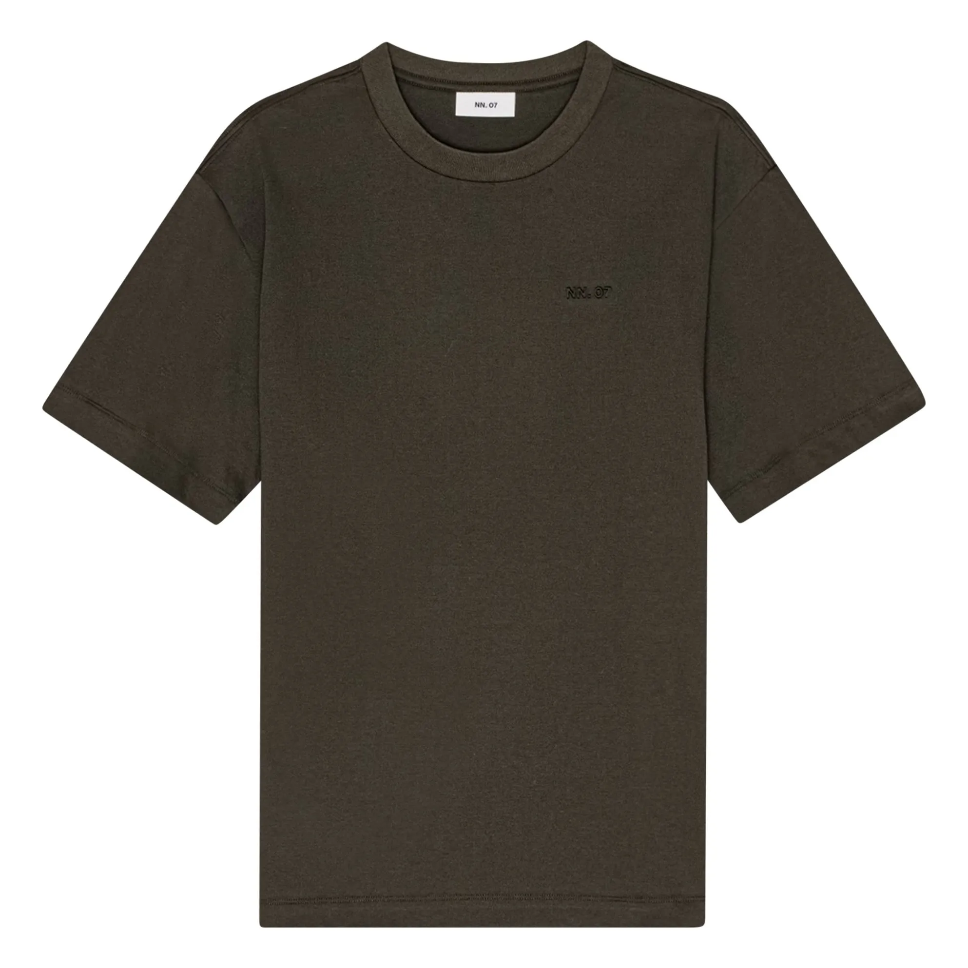 Nn.07 Dark Khaki Nat Logo 3525 Organic Cotton T-Shirt