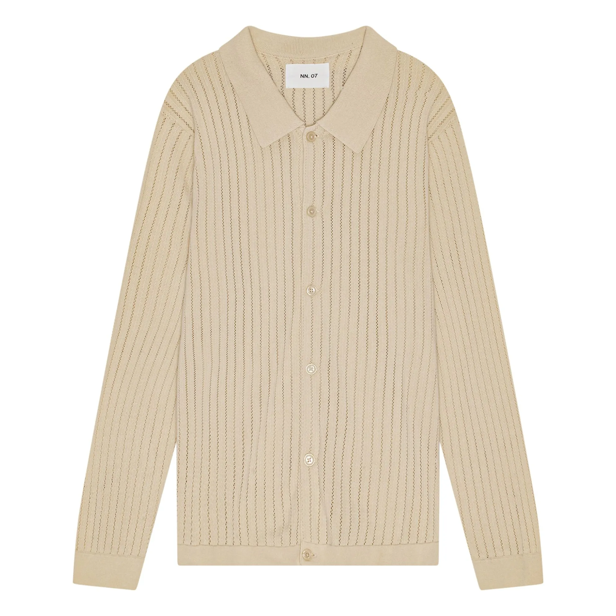 Nn.07 Ecru Troels Mesh Polo Shirt 6561