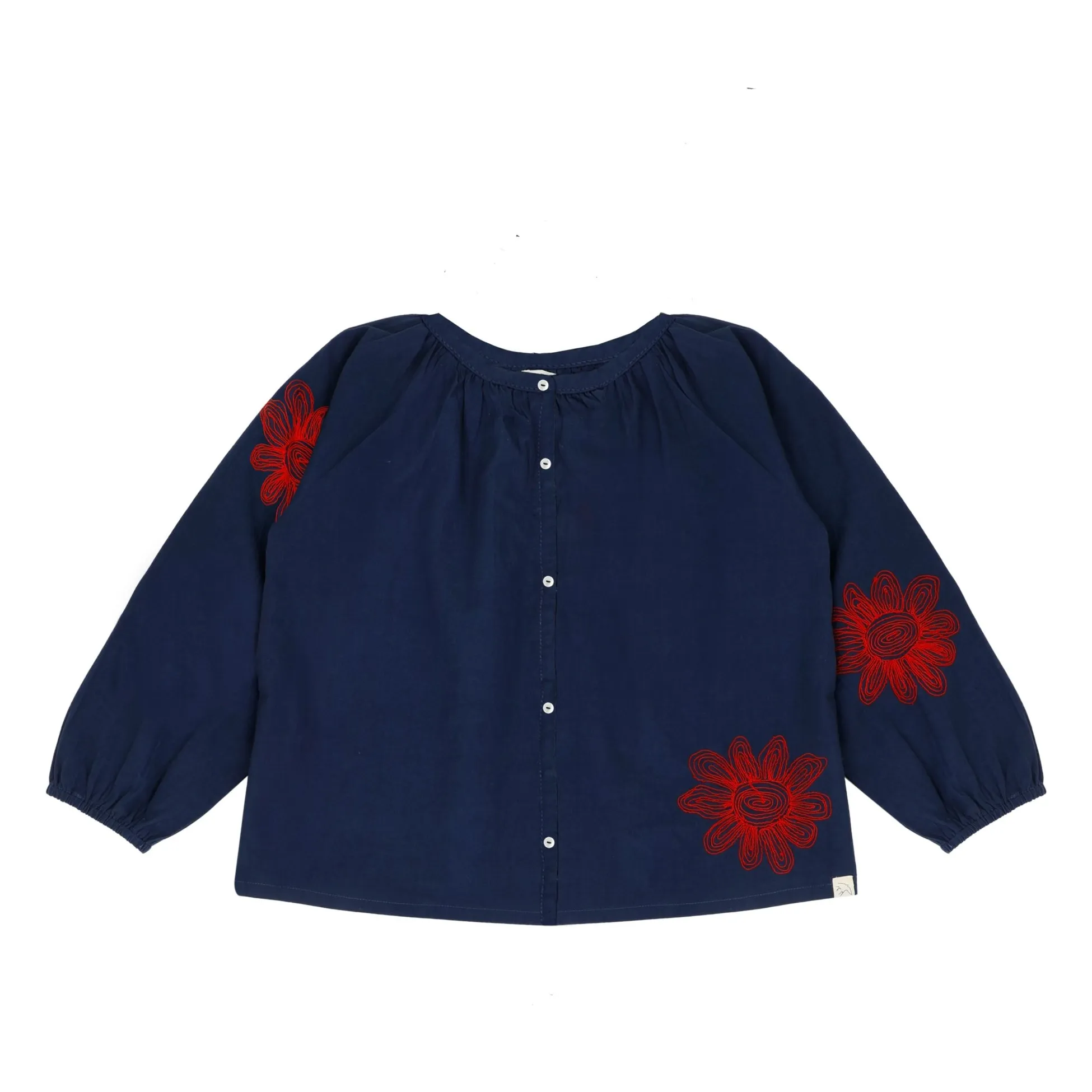 Jenest Navy Blue Lily Flower Embroidered Blouse