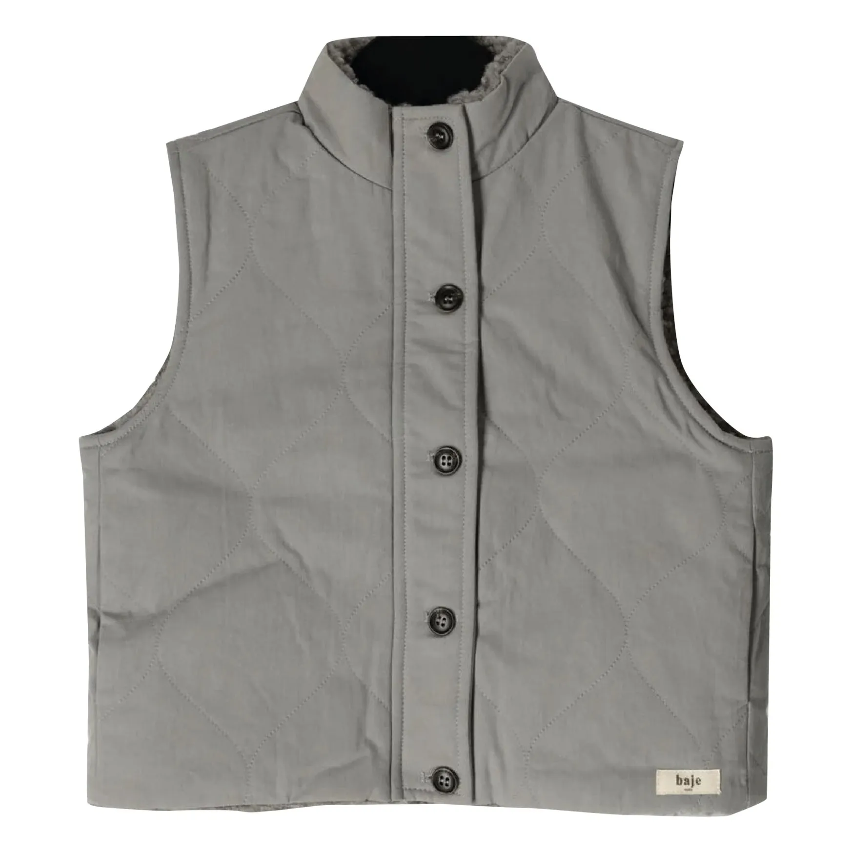 Baje Studio Boys Grey Blue Eyot Teddy Sleeveless Jacket