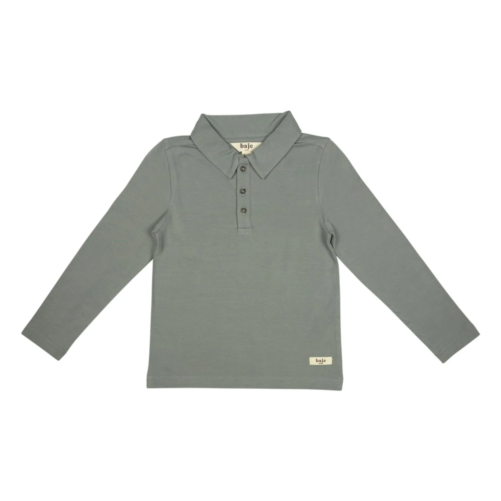 Baje Studio Grey Blue Findon Long Sleeve Polo