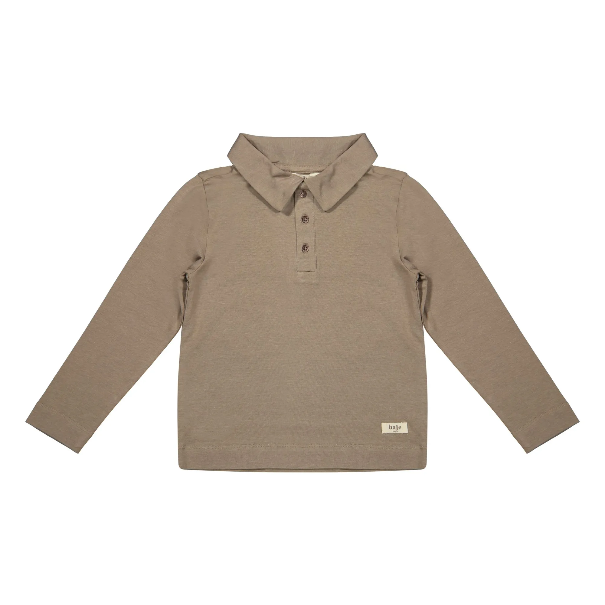 Baje Studio Taupe Brown Findon Long Sleeve Polo