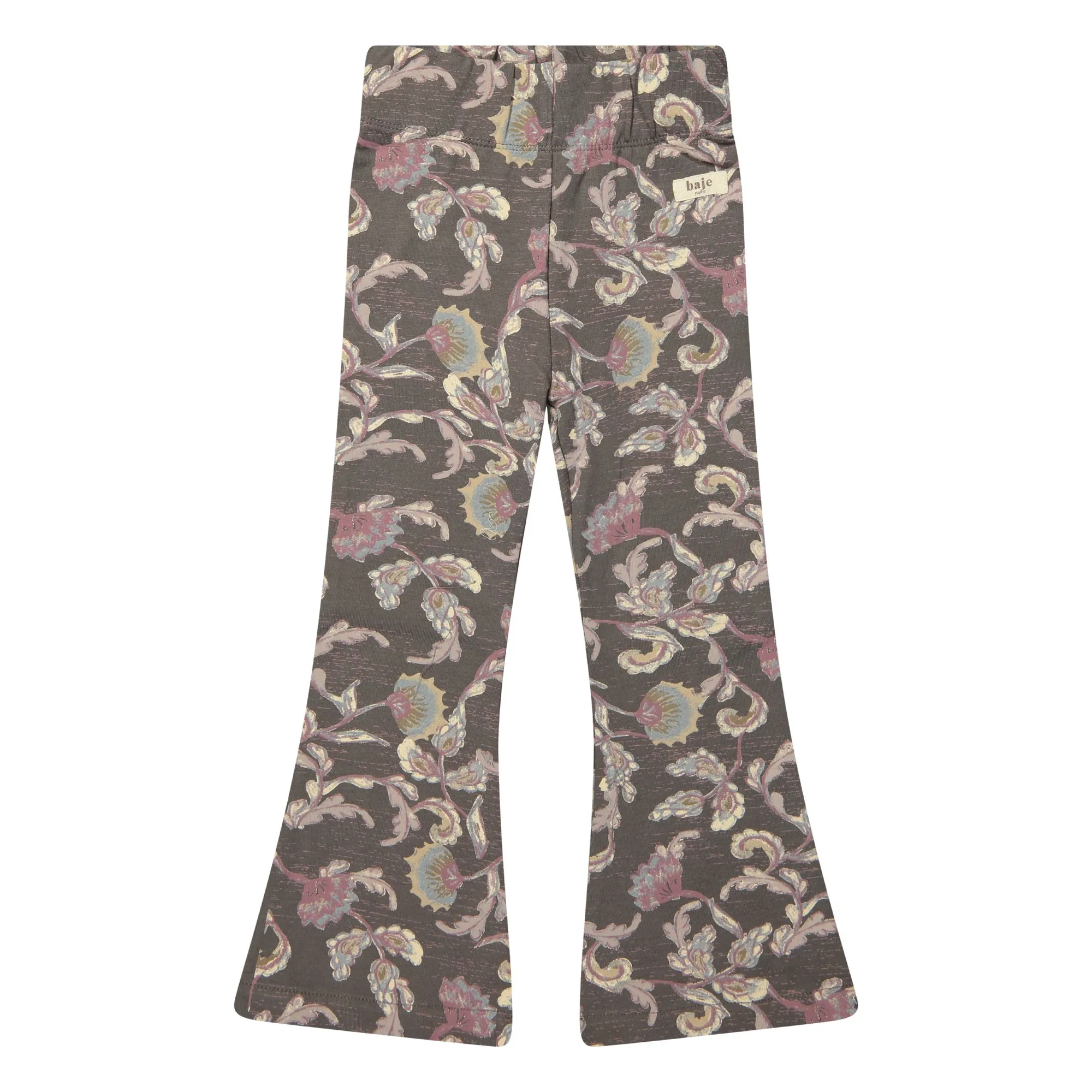 Baje Studio Dark Grey Lizzy Floral Flare Legging