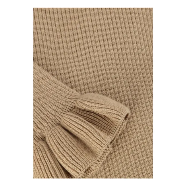 Maglia con fiocco e collo arricciato | Sabbia