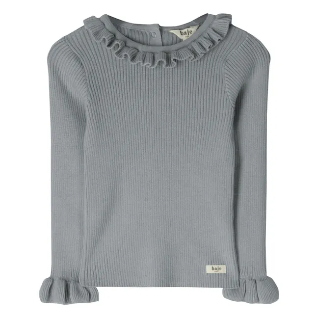 Maglia con fiocco e collo arricciato | Blu