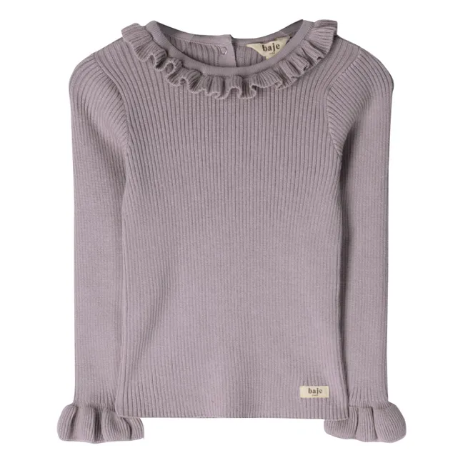 Maglia con fiocco e collo arricciato | Lilla