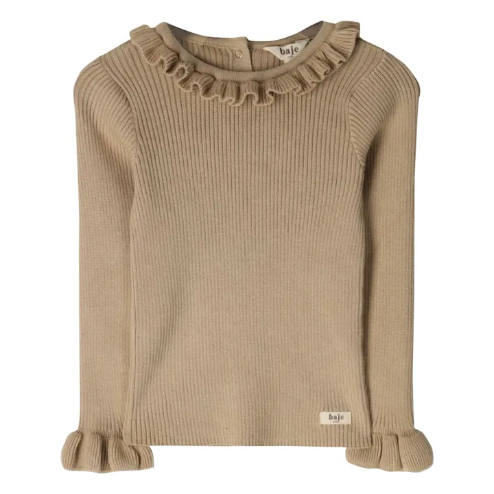 Maglia con fiocco e collo arricciato | Sabbia- Immagine del prodotto n°0