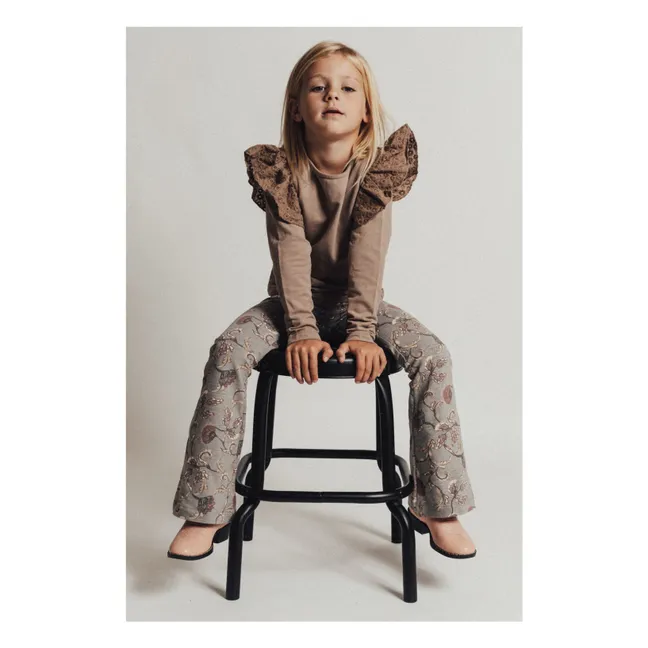 Lizzy Flare Legging con flores | Azul Gris
