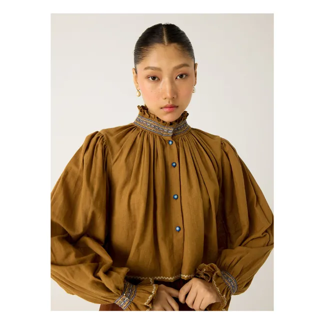 Elsa Embroidered blouse | Khaki