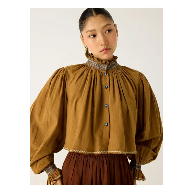 Elsa Embroidered blouse | Khaki