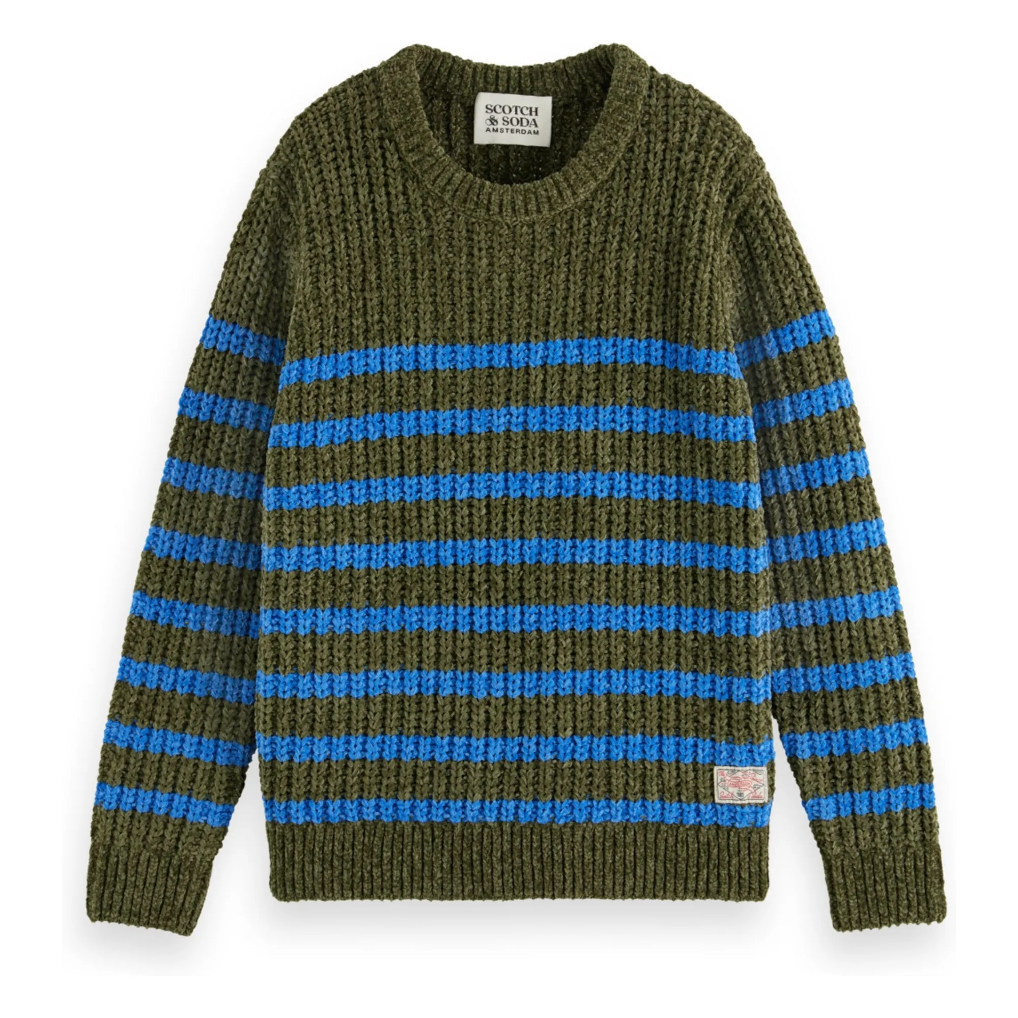 Scotch & Soda Khaki Striped Chenille Sweater