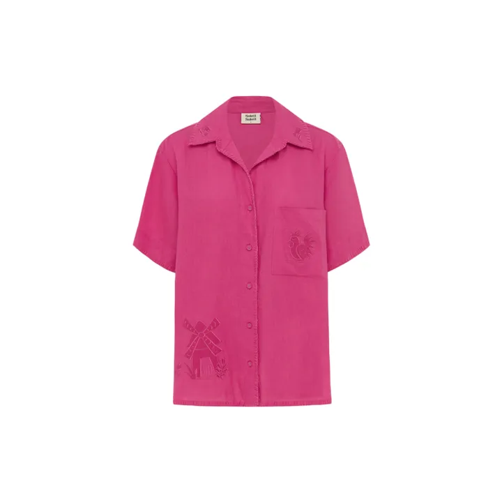 Chemise Darcy Broderies Lin | Rose fuschia- Image produit n°0
