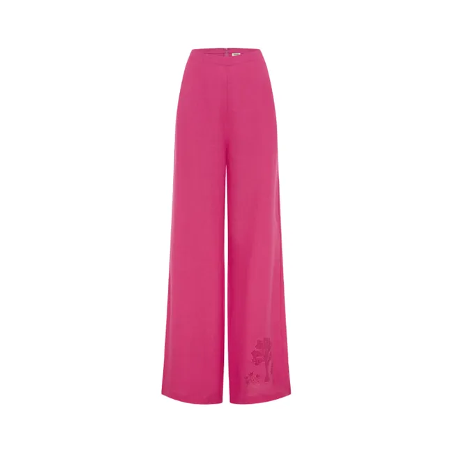 Pantalon Cameron Broderies Lin | Rose fuschia