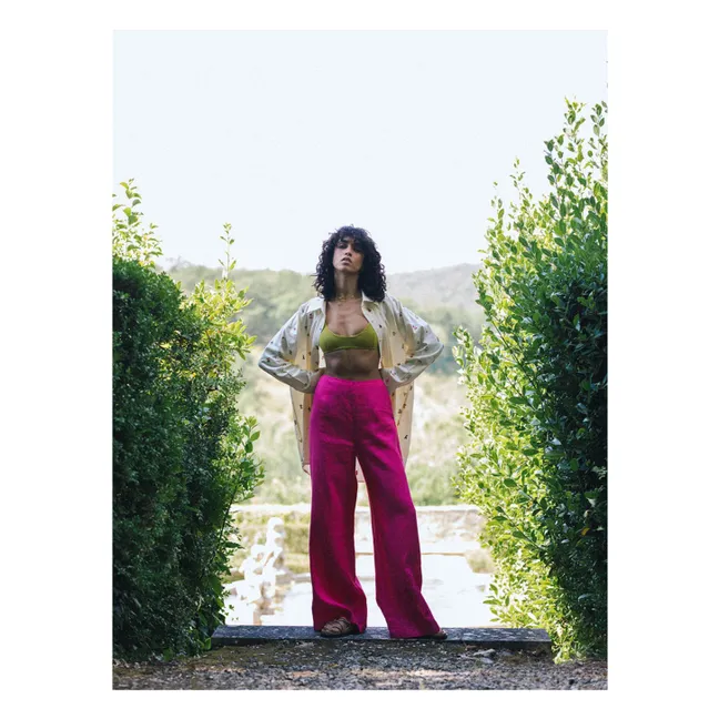 Pantalon Cameron Broderies Lin | Rose fuschia