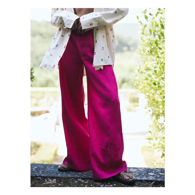 Pantalon Cameron Broderies Lin | Rose fuschia