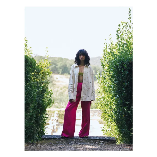 Pantalon Cameron Broderies Lin | Rose fuschia